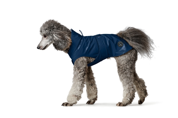 Hunde Regenmantel Milford blau - Mit Reißverschluss für Geschirr